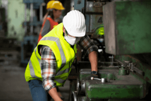 person operating machinery safely