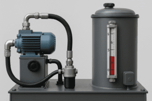A pump and a level monitor, indicating level control.